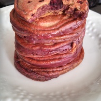 I added some of the beet flesh on top of the pancakes while cooking before flipping it. It's an option and it's entirely up to you if you want to add or not.
